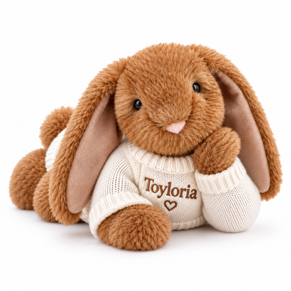 Toyloria Plush Bunny Rabbit – Soft Cuddly Toy with Knitted Sweater